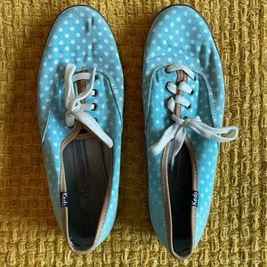 Light blue polka dot keds